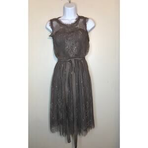 Hitherto Anthropologie Celia Brown Lace Dress 2